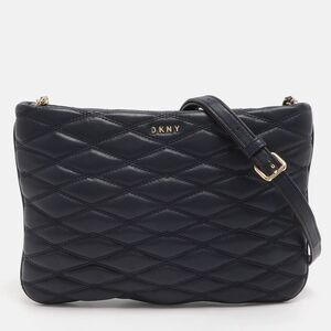 Dkny Navy Blue Quilted Leather Crossbody Bags